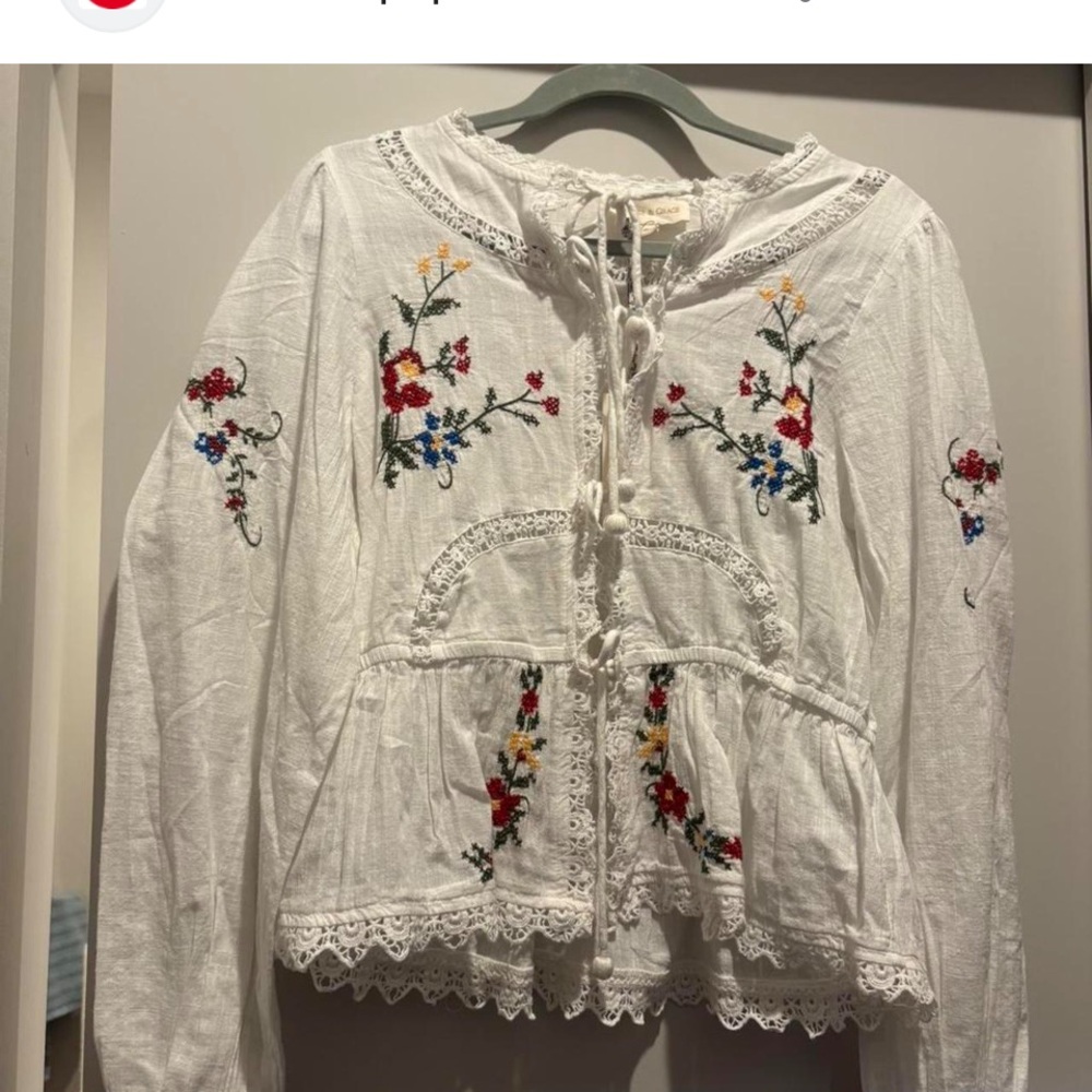 New Jannifer&Grace Embroidered White Blouse size L - Picture 12 of 16